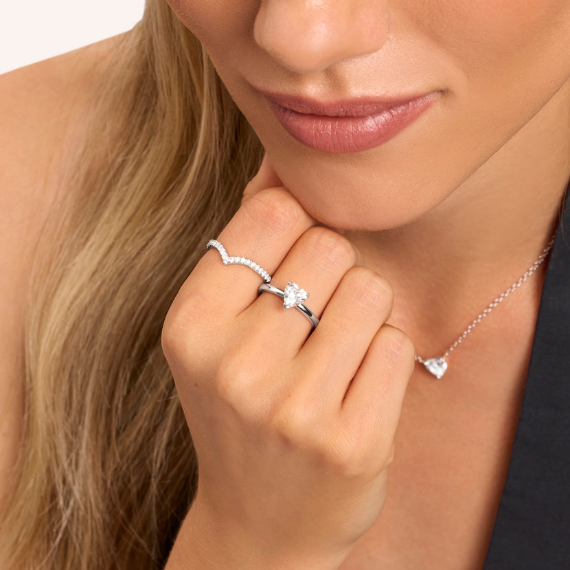 Heart Cut Solitaire Ring 1ct (Silver)