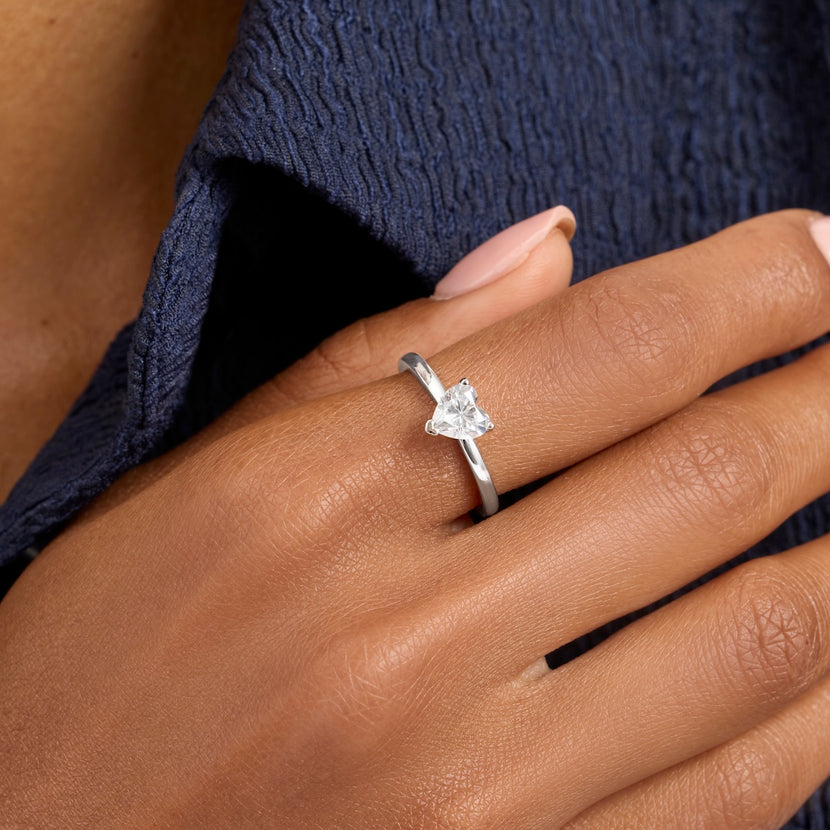 Heart Cut Solitaire Ring 1ct (Silver)