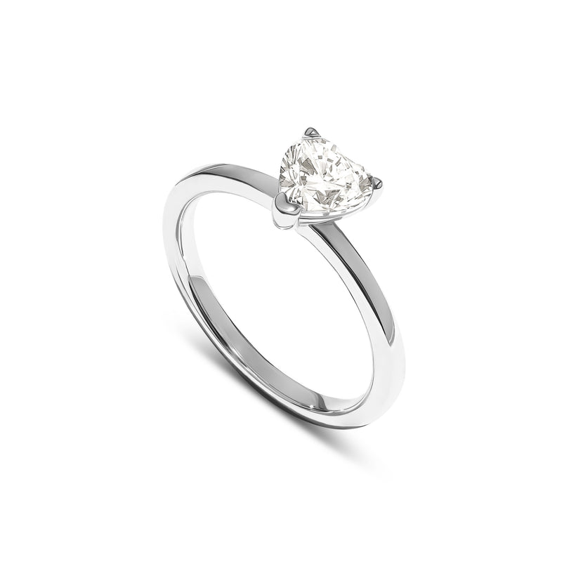 Heart Cut Solitaire Ring 1ct (Silver)