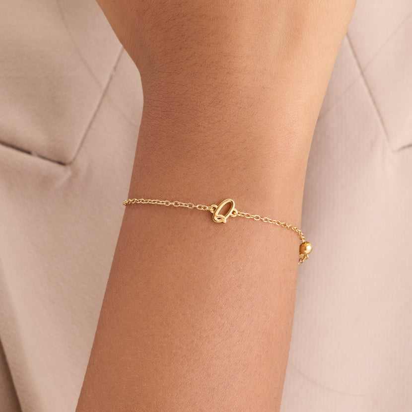 Made Mine Script Letter Bracelet (Gold)