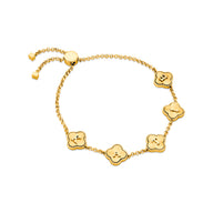 Textured Clover Custom Name Bracelet (Gold)