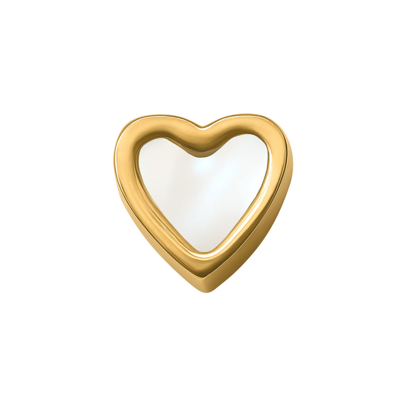 Mini Pearl Heart Charm (Gold)