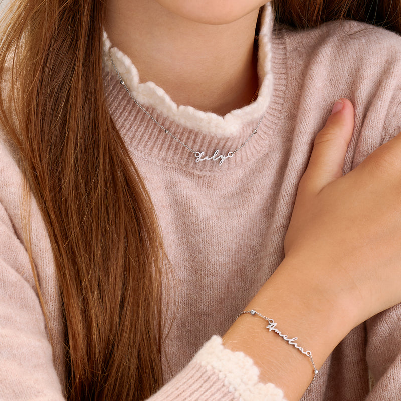 Fine Mini Signature Name Necklace (Silver)