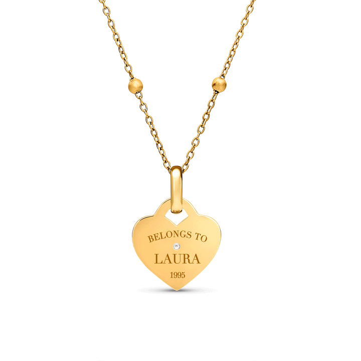 Mini Heart Token Necklace (Gold)