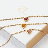 Mini Heart Birthstone & Initial Bracelet Set (Gold)