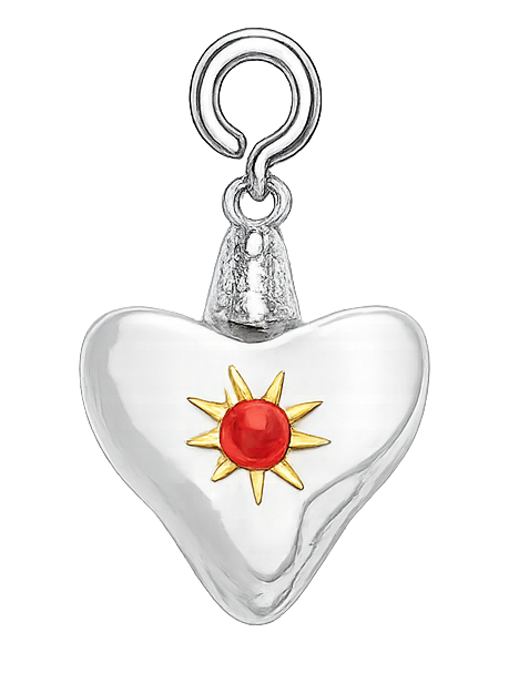 Written In The Sand Mini Heart Birthstone Charm (Silver)