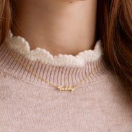 Matching Fine 'Mini & Me' Signature Name Necklace Set (Gold)