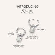 Molten Moonstone Huggie Earrings (Silver)