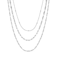Multi-Chain Layered Necklace Set (Silver)