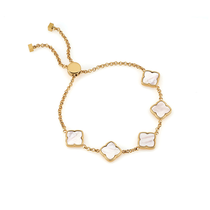 Multi Pearl Clover Bracelet (Gold)