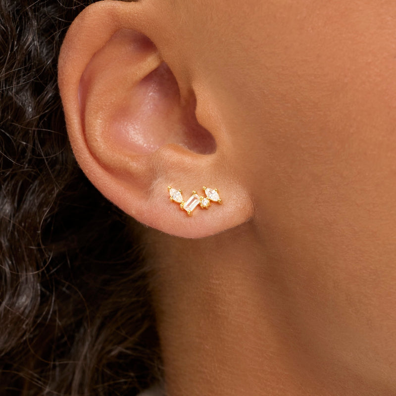 Pavé Climber Earrings (Gold)