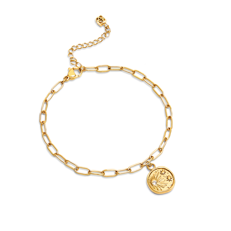 Custom Hanging Ocean Charm Bracelet (Gold)