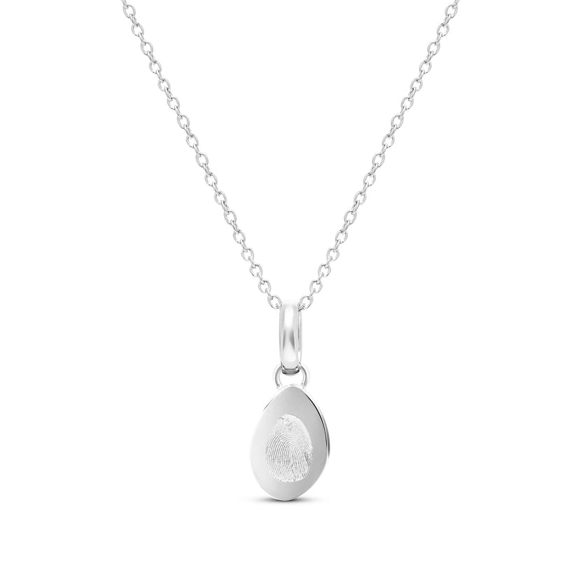 Organic Fingerprint Droplet Necklace (Silver)