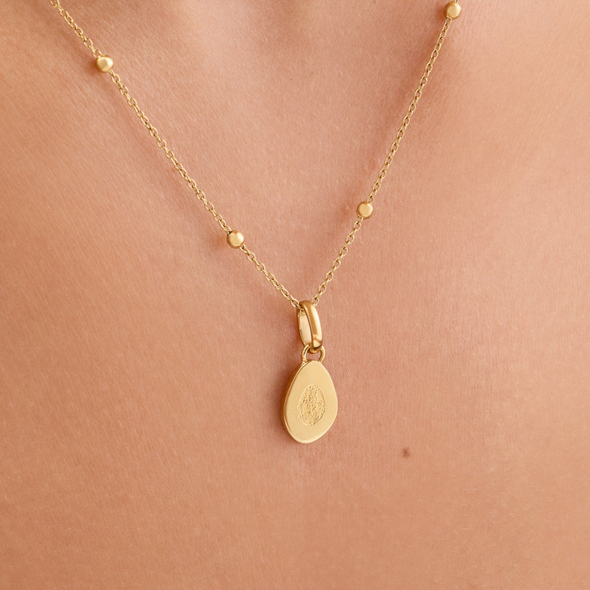 Organic Fingerprint Droplet Necklace (Gold)