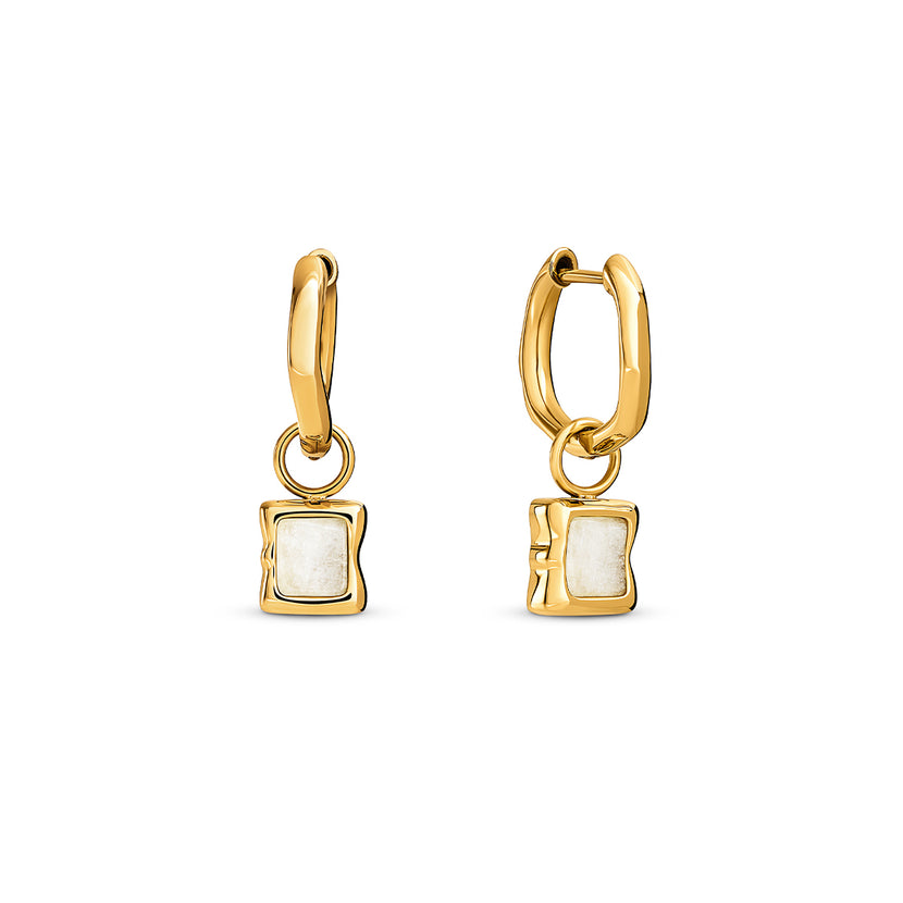 Molten Moonstone Huggie Earrings (Gold)
