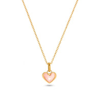 Pale Pink Opal Heart Necklace (Gold)