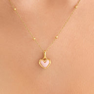 Pale Pink Opal Heart Necklace (Gold)