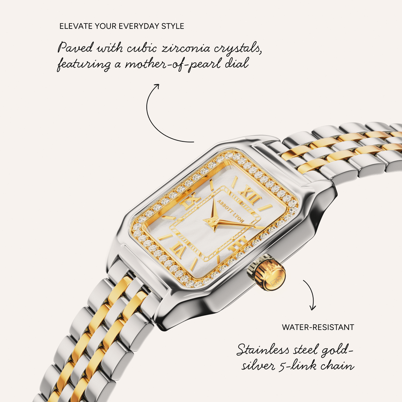 Onstate - Essence Pavé Two Tone 23 Watch (Gold/Silver)