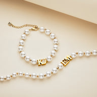 Lunar Pearl Initial Bracelet (Gold)