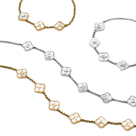 Pearl Clover Custom Name Bracelet (Gold)
