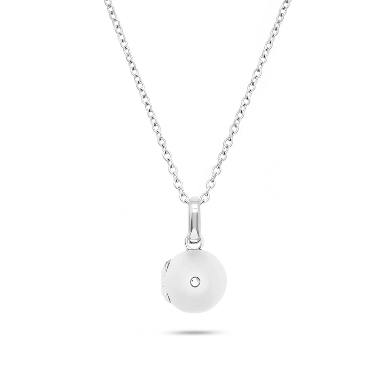 Round Double Photo Locket Necklace (Silver)
