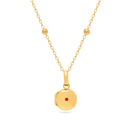 Round Photo Locket Sphere Necklace (Gold)