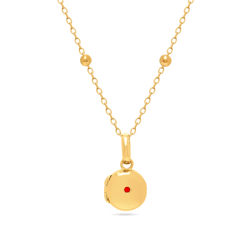 Round Photo Locket Sphere Necklace (Gold)