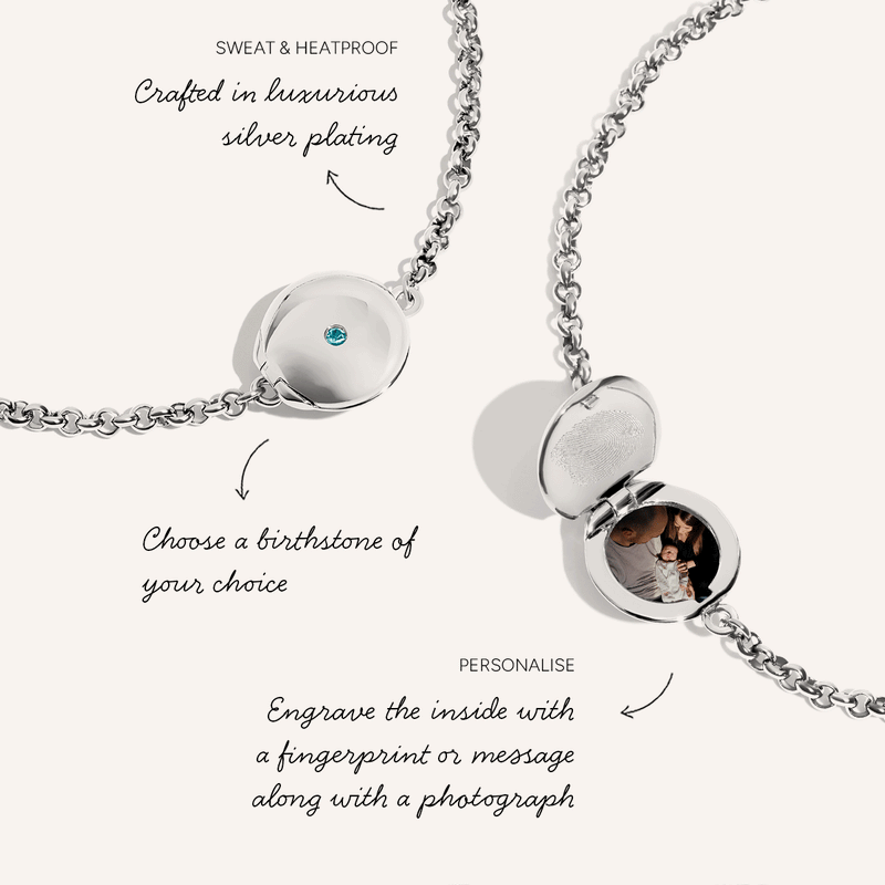 Round Photo Locket Bracelet (Silver)