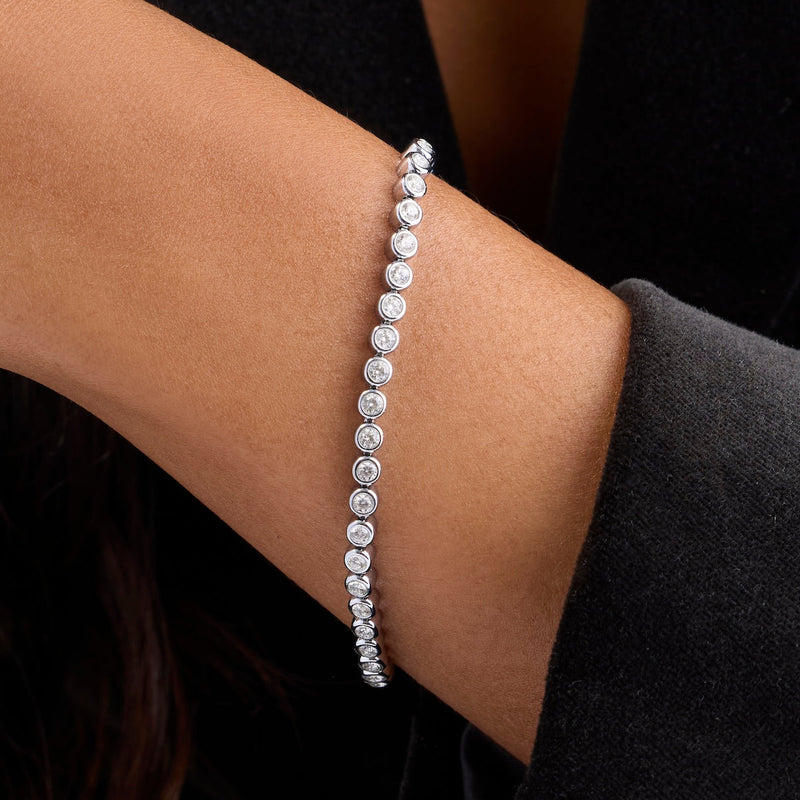 Bezel Set Tennis Bracelet (Silver)