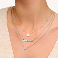 Steiff Teddy Bear & Initial Necklace Bundle (Silver)