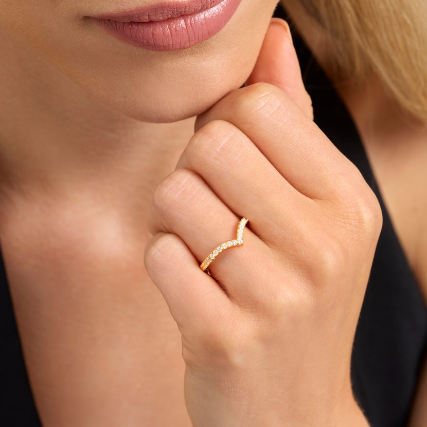 Oval Ring & Wishbone Stacking Set (Gold)