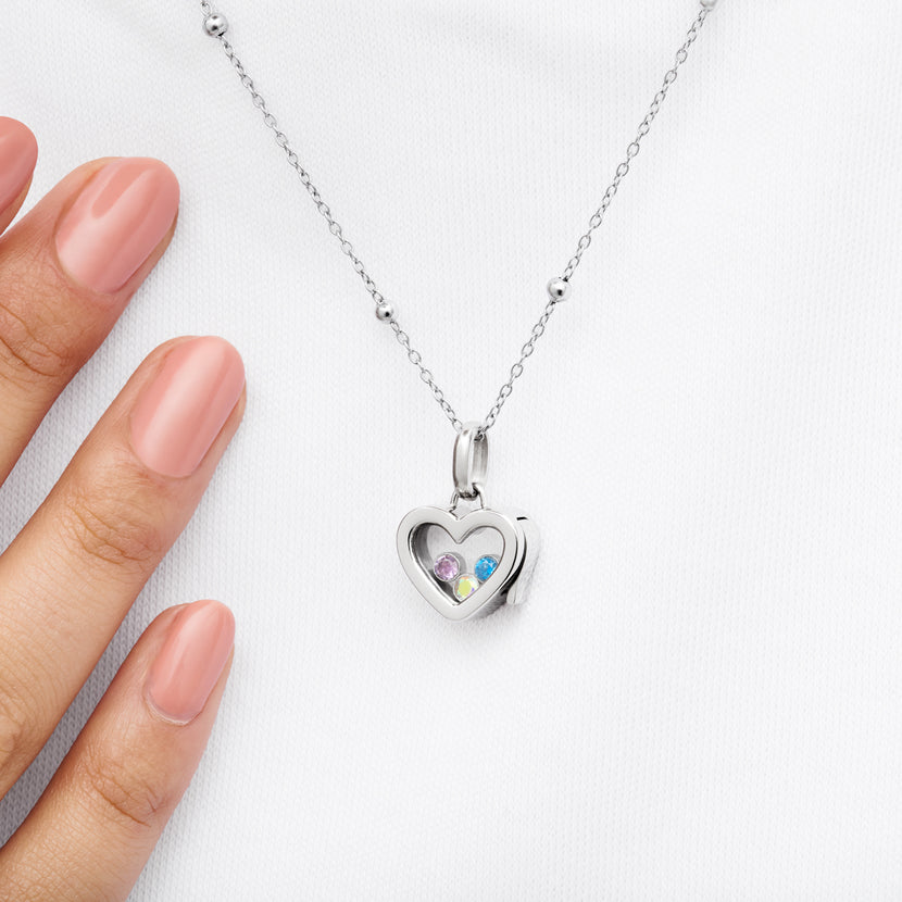 Floating Birthstone Charm (Silver)