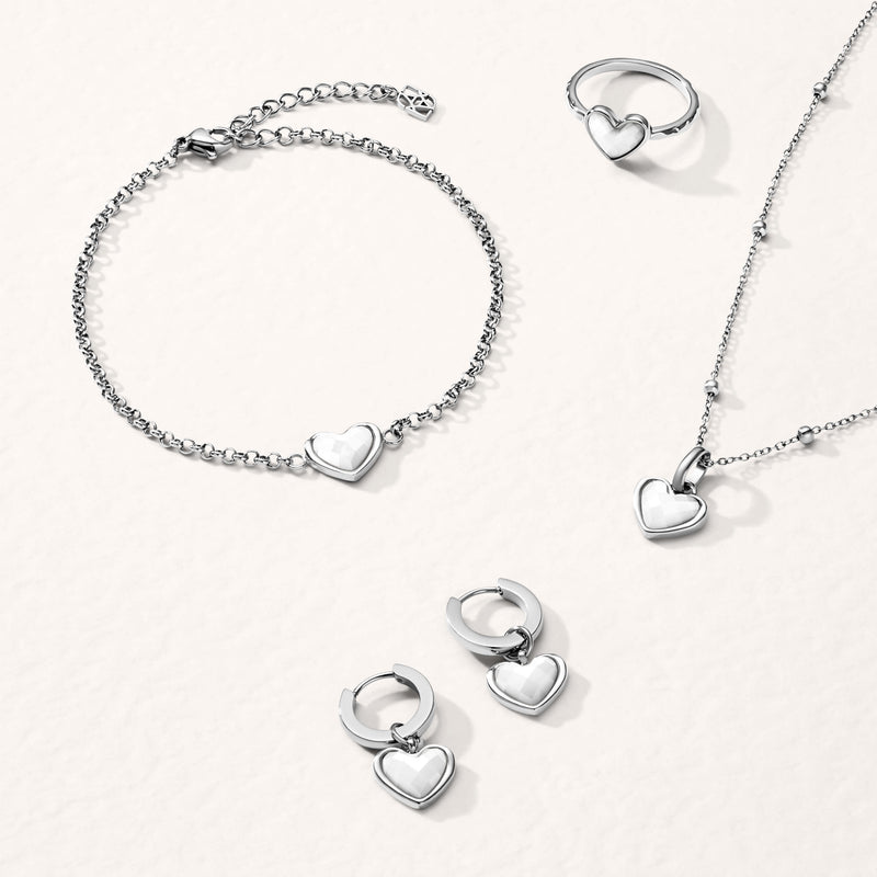 White Quartz Heart Necklace (Silver)