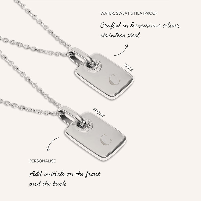 Mini Written In The Stars Initial Tag Necklace (Silver)