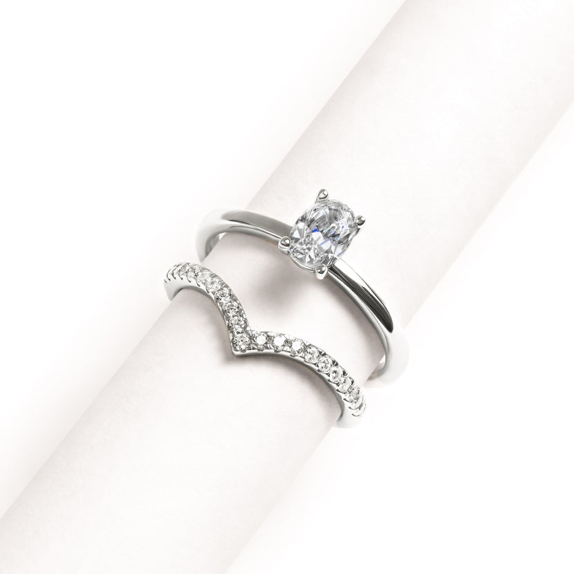 Oval Ring & Wishbone Stacking Set (Silver)