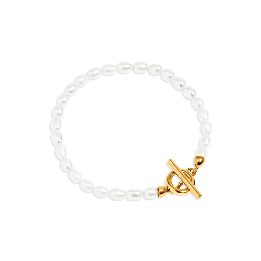 T-bar Pearl Bracelet (Gold)