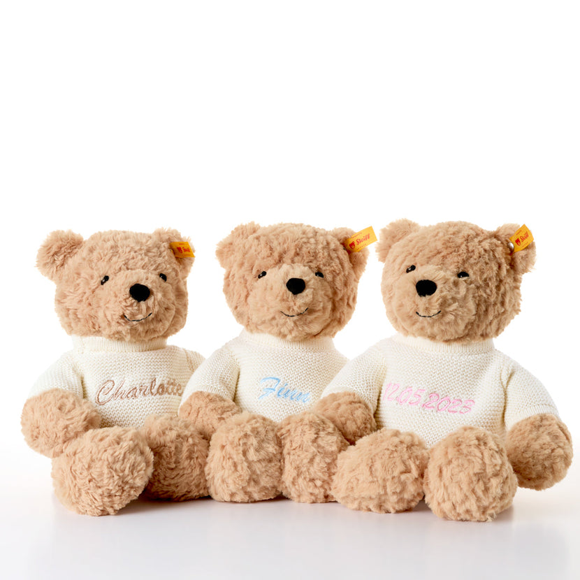 Steiff Teddy Bear & Initial Necklace Bundle (Silver)