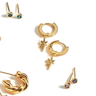 Sterling Silver Starburst Ear Set (Gold)