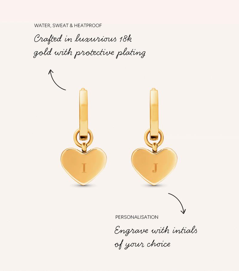 Fuchsia Quartz Heart Earring Set (Gold)