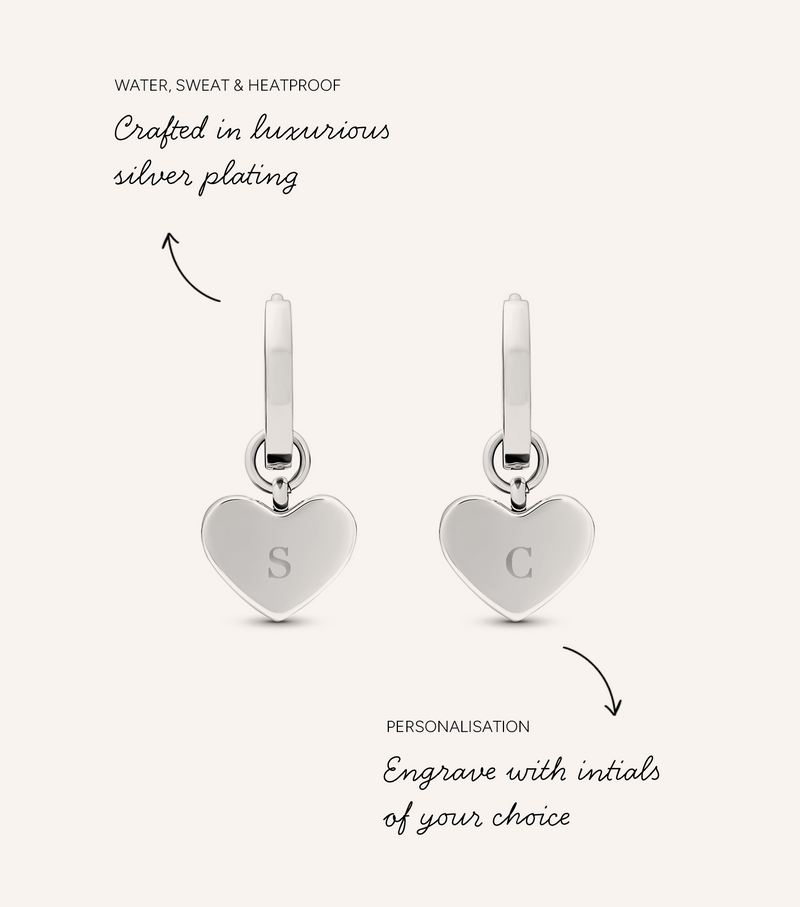 Green Quartz Heart Huggie Earrings (Silver)