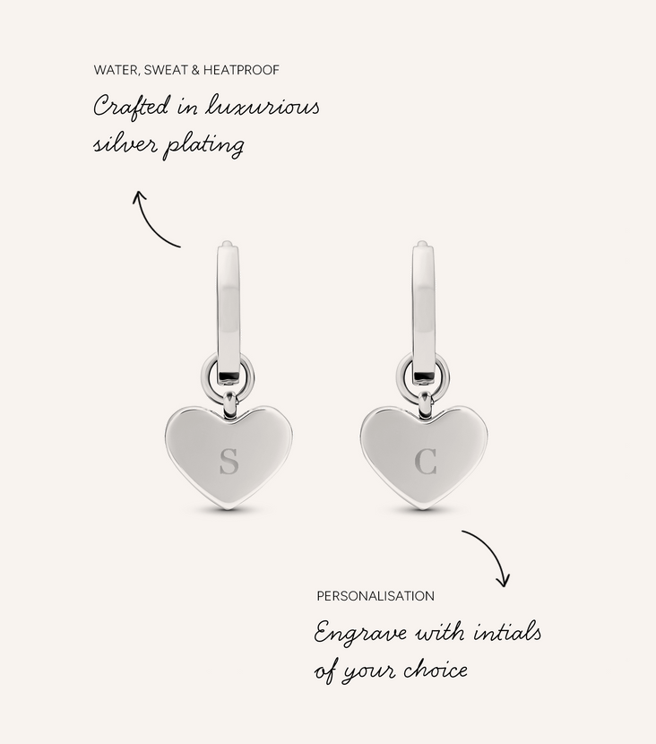 Green Quartz Heart Huggie Earrings (Silver)