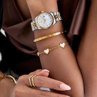 White Quartz Multi Heart Bracelet (Gold)