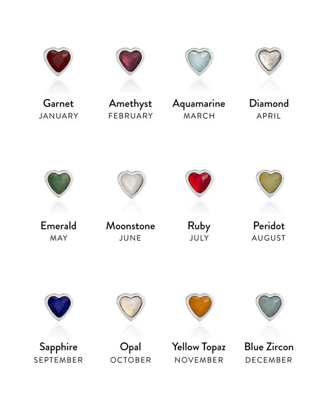 Mini Heart Birthstone Ring (Silver)