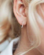 Moon and Back Moon Huggie Earring Set (Silver)