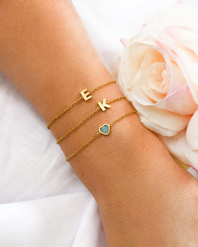 Mini Heart Birthstone Set (Gold)