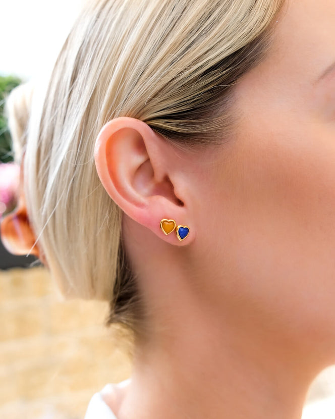 Mini Heart Birthstone Ring & Earring Set (Gold)