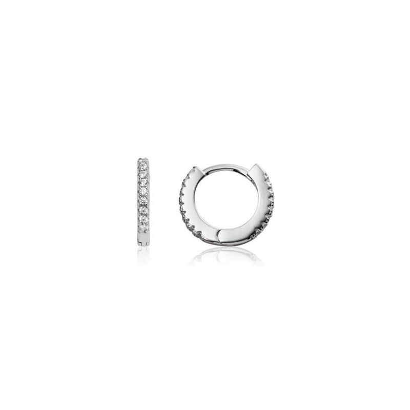 Moon and Back Star Huggie Earring Set (Silver)