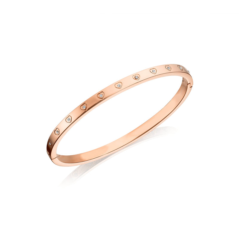 Crystal Heart Bangle (Rose Gold)