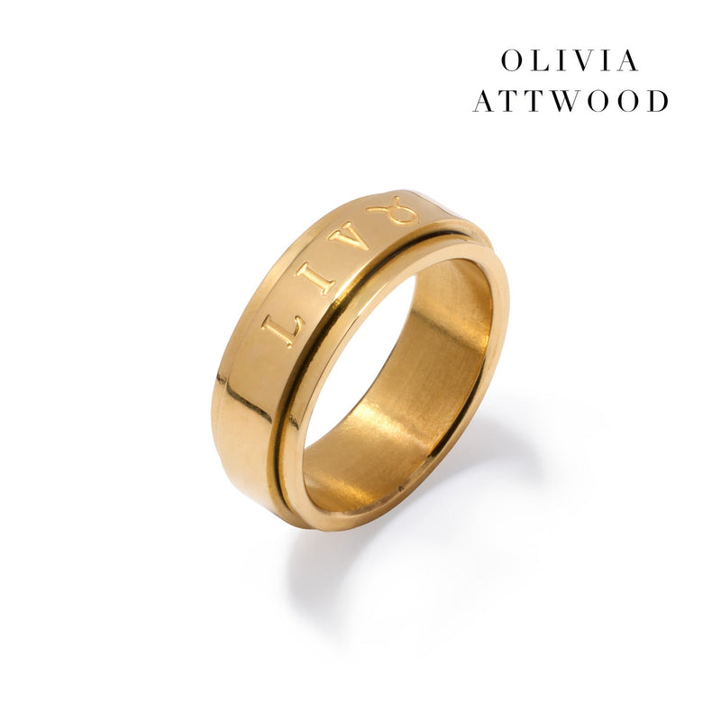 Custom Stamped Name Fidget Ring (Gold)