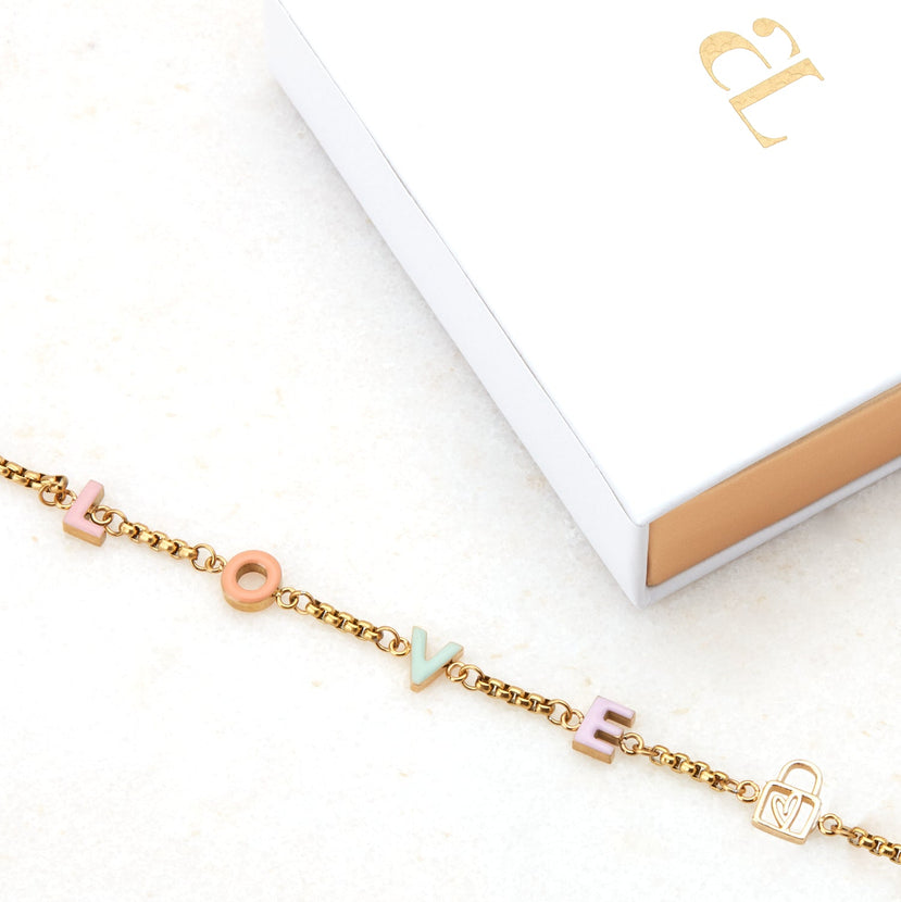 Custom Enamel Name Necklace (Gold)